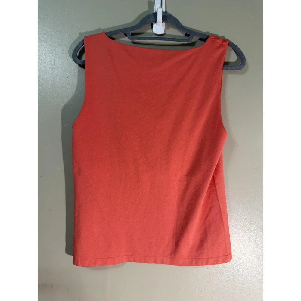 Bagatelle Womens Coral Orange Scoop Neck Sleeveless Tank Top L/XL Stretch 83250 - Picture 5 of 5